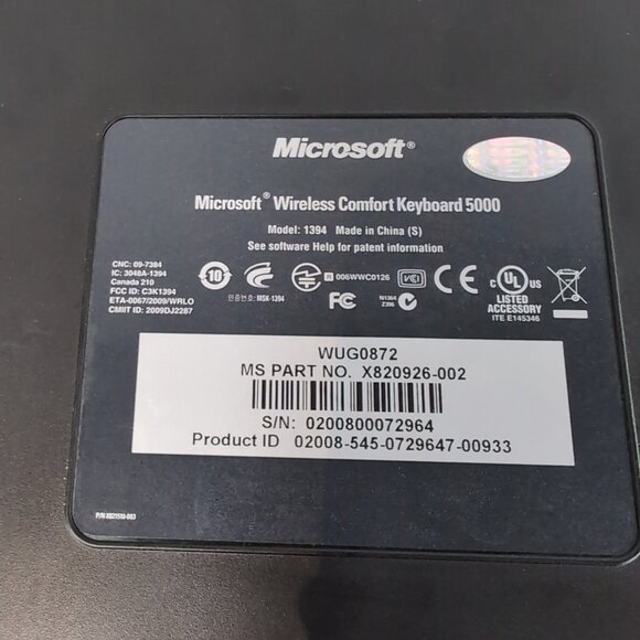 Microsoft Comfort Curve Keyboard 5000 w/ USB Dongle TESTED Black WUG0872 Slim - Picture 11 of 15